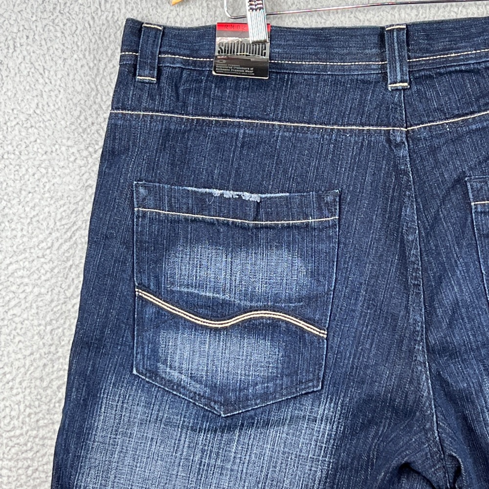 NWT Southpole Mens Denim Shorts Sz 42 Dark Wash Baggy Y2K Streetwear Raw Indigo - Picture 6 of 15